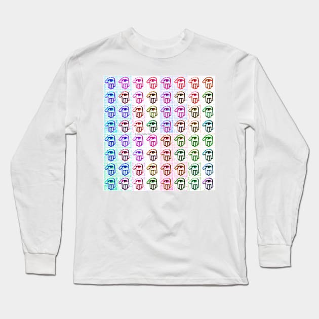 Multi colored blurry  Hamsa Evil eye Pop Art Design Long Sleeve T-Shirt by Kater